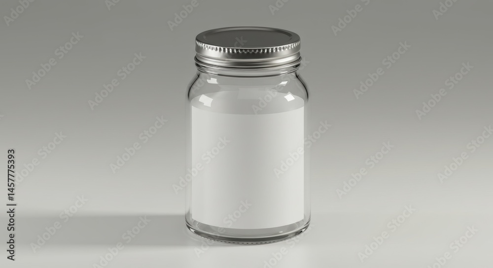 Glass Jar with Metal Lid and Label Glass Jar with Metal Lid and Label