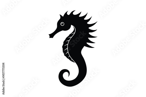 Seahorse icon silhouette on white background