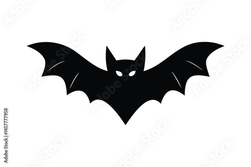 Spooky bat icon silhouette on white background