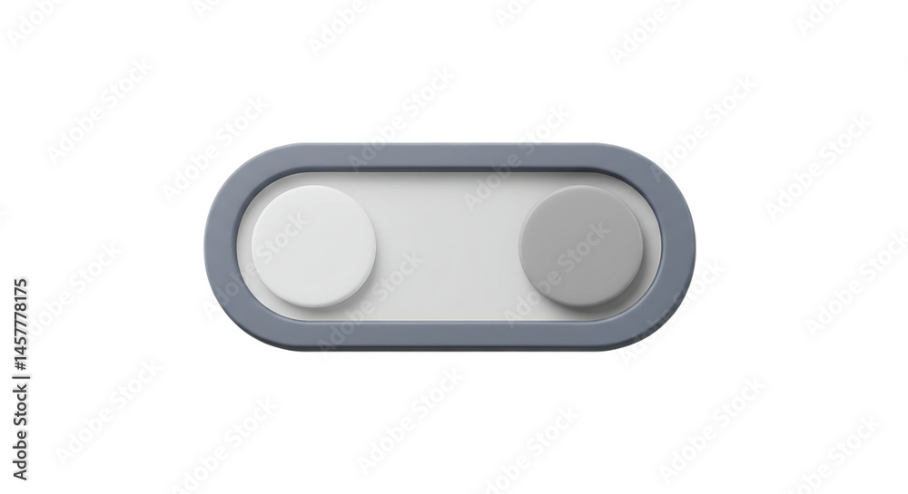 Minimal toggle switch in grey and white isolated on transparent background, perfect for settings icons, app UI designs, on-off switch visuals, and digital interface graphics Minimal toggle switch in grey and white isolated on transparent background, perfect for settings icons, app UI designs, on-off switch visuals, and digital interface graphics