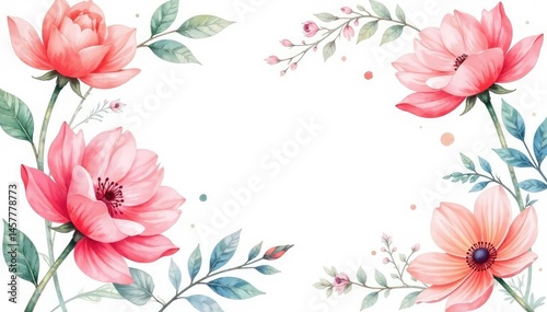 Delicate watercolor floral pattern on white background, illustration, fabric