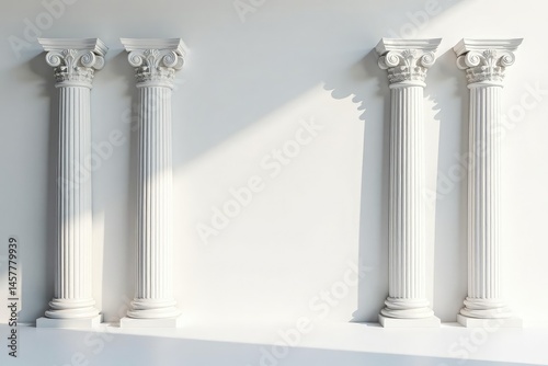 Elegant Roman-style columns against a pristine white backdrop, backdrop, classic