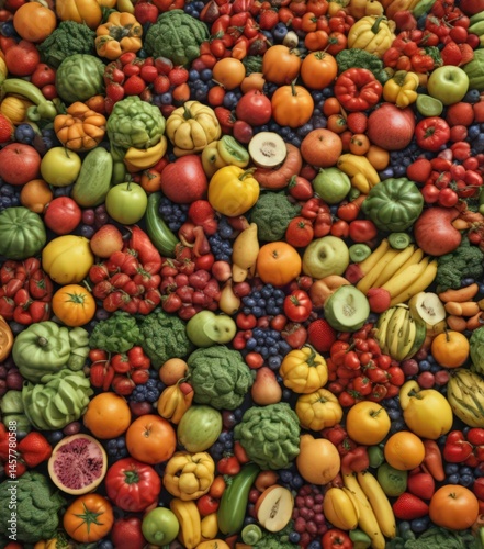 Colorful array of fresh fruits and vegetables, minerals, harvest, orange