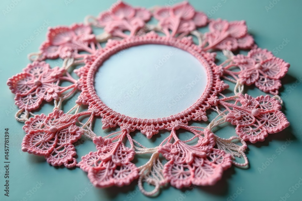 Obraz premium Intricate floral lace doily, delicate texture, aesthetic, pattern, craft