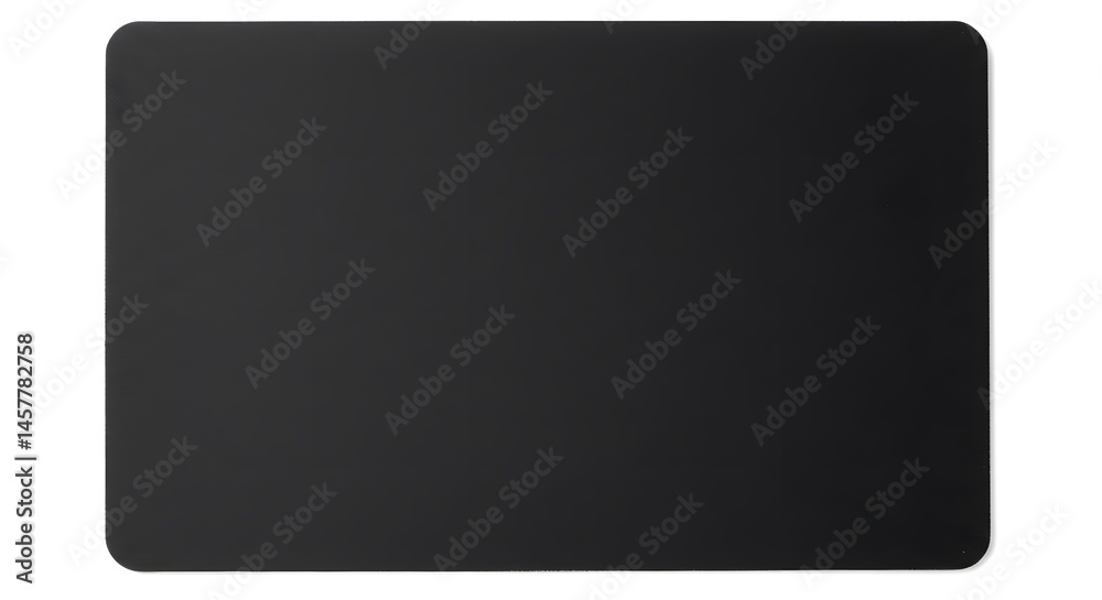 A close up shot of a rectangular black mousepad with rounded corners on a white background surface A close up shot of a rectangular black mousepad with rounded corners on a white background surface