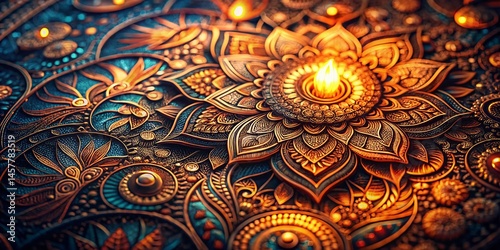 Night Photography Ornate Vintage Doodle Pattern Background