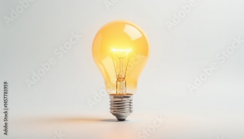 Single glowing lightbulb, isolated on pure white background, white, one, isolated