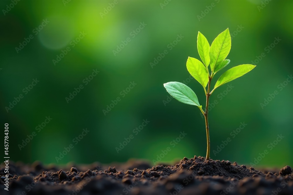 Solitary sapling, thin stem, few leaves, bright green , fragile, isolated Solitary sapling, thin stem, few leaves, bright green , fragile, isolated