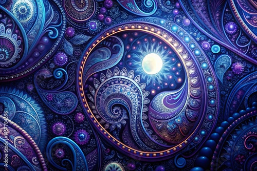 Night Surreal Paisley Pattern Photography:  Dark, Mystic Floral Design