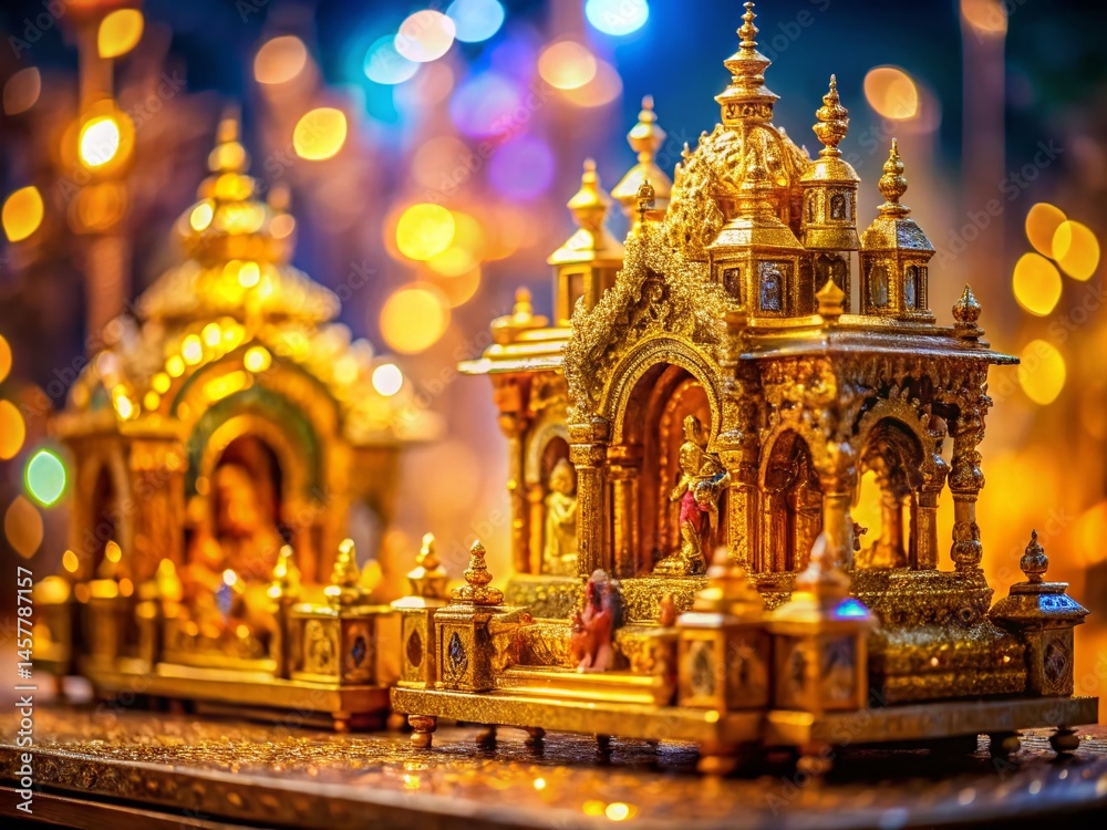 Obraz premium Ornate Golden Religious Fantasy Background Texture: Tilt-Shift Miniature