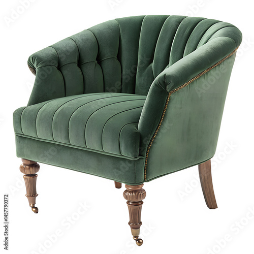 Green chair isolated against a transparent background. 3D rendering. illustration