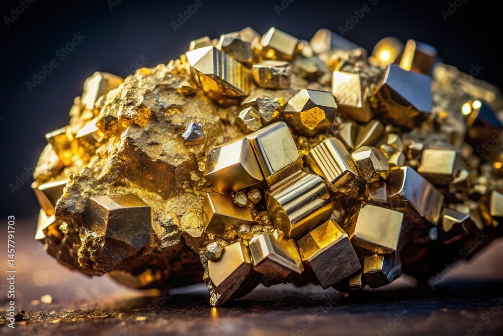 Panoramic Pyrite Texture: Sparkling Metallic Mineral Surface Panoramic Pyrite Texture: Sparkling Metallic Mineral Surface