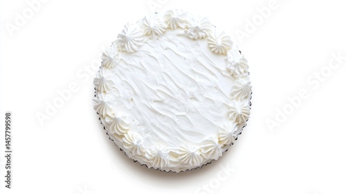 Simple white cake decorated with whipped cream