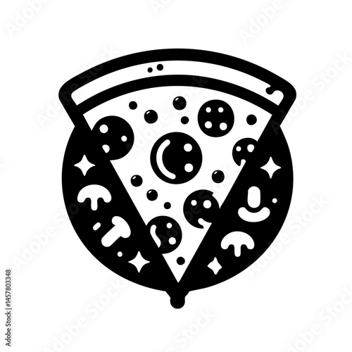 Pizza Slice: A Delicious Black and White Illustration