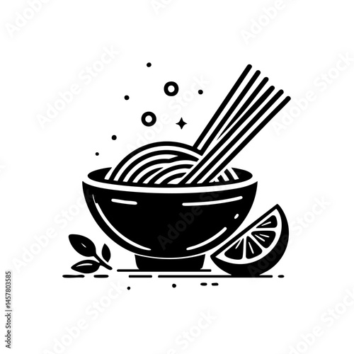 Simple Noodles Bowl: Elegant Asian Cuisine Illustration