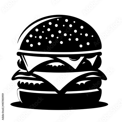 Mouthwatering Hamburger Illustration: A Black and White Masterpiece