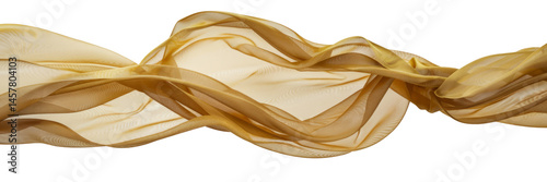floating gold fabric isolated on white background