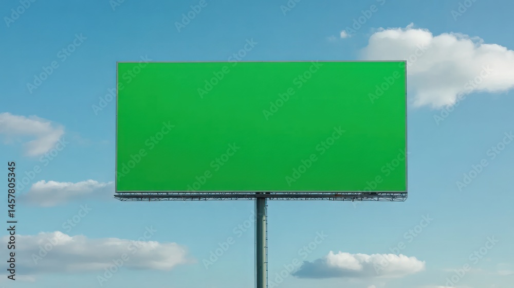 Green screen billboard with blue sky Green screen billboard with blue sky