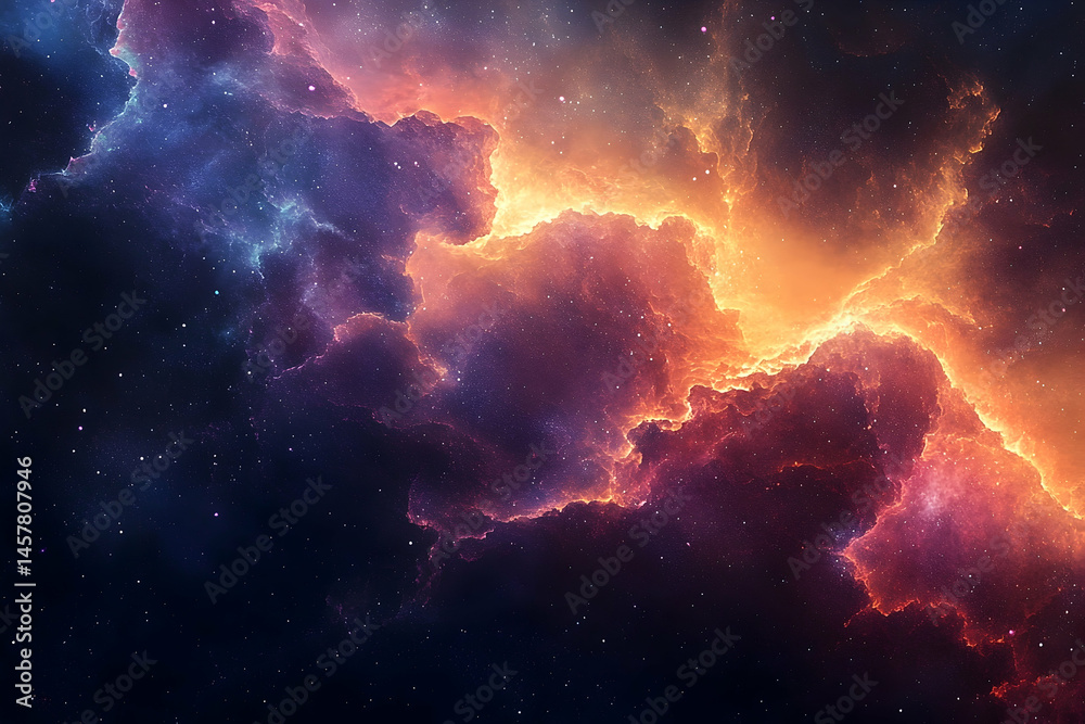 Fototapeta premium Cosmic nebulae display vibrant hues of deep space.