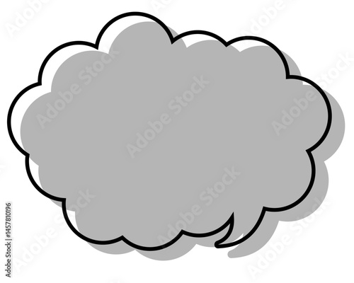 シンプルな線がずれた吹き出し　丸みのある雲形
