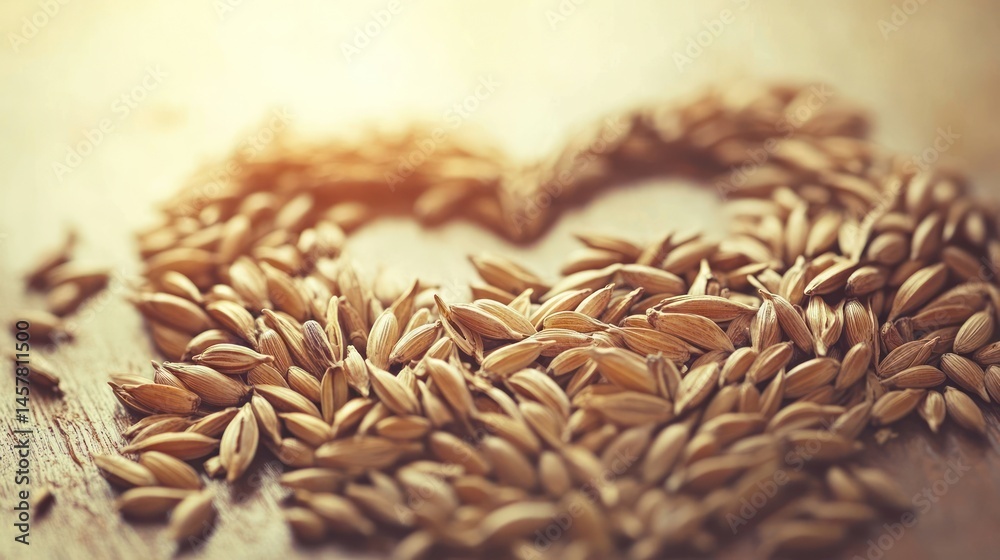 Obraz premium Heart-Shaped Rice Grains: A Symbol of Love and Agriculture