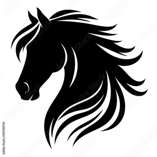 Majestic Horse Silhouette: Elegant Black Equine Profile