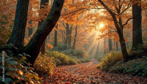 Amber Foliage Glowing at Sunset
