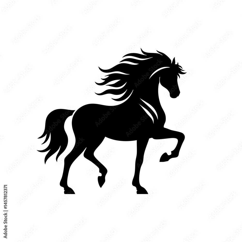 Obraz premium Majestic Black Horse Silhouette: Elegant Equine Art