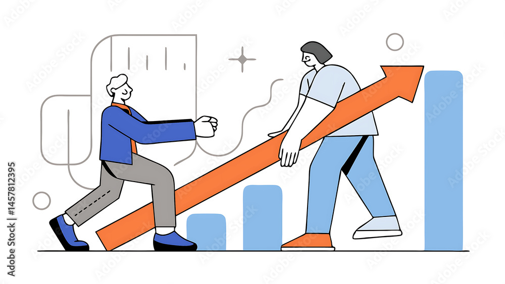 Obraz premium business mentor coaching or consult to help success leadership or support to grow business or career advice and trust to help improve businessman mentor help coworker to climb growth arrow chart