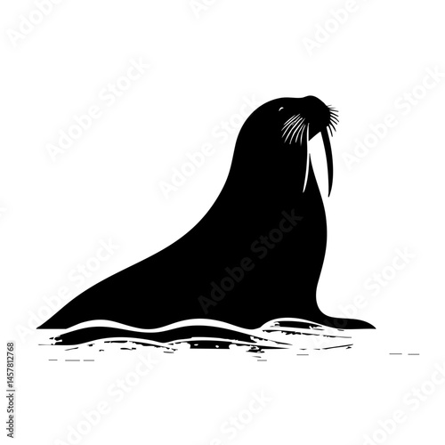 Walrus Silhouette in the Ocean: Majestic Arctic Mammal