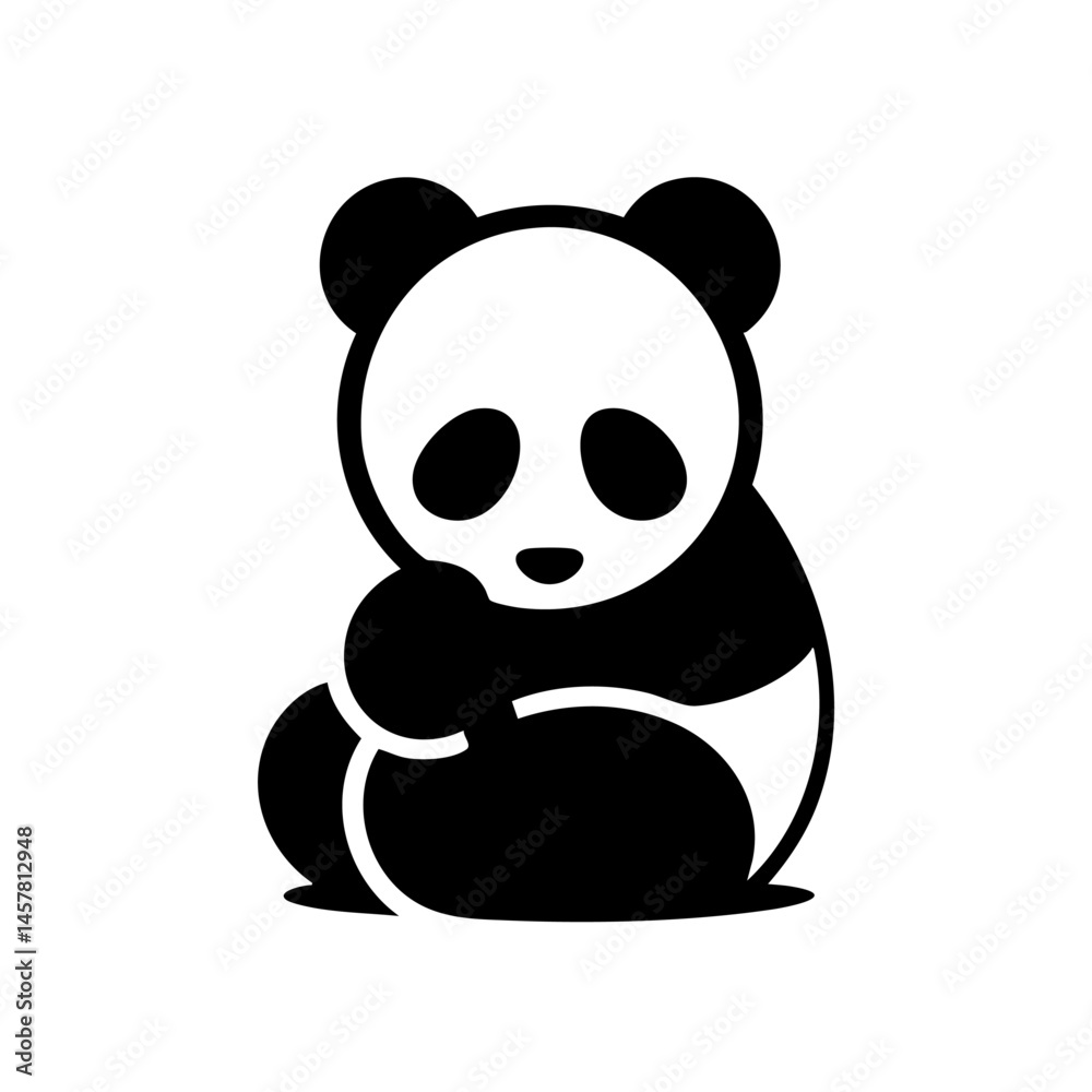 Naklejka premium Adorable Panda: Cute Black and White Animal Icon