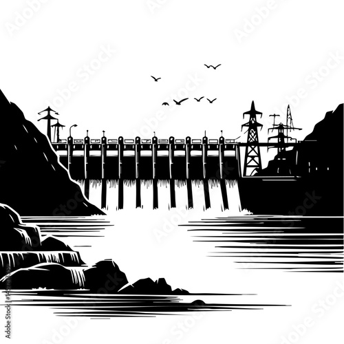 Hydroelectric Dam Power Station: Majestic Landscape