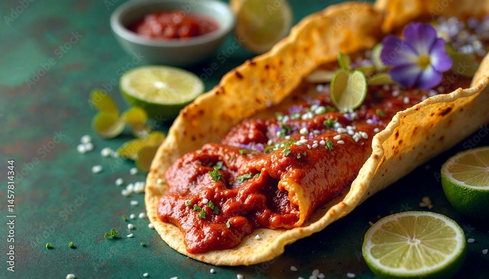 Crispy Tortilla Enchiladas with Red Sauce and Lime