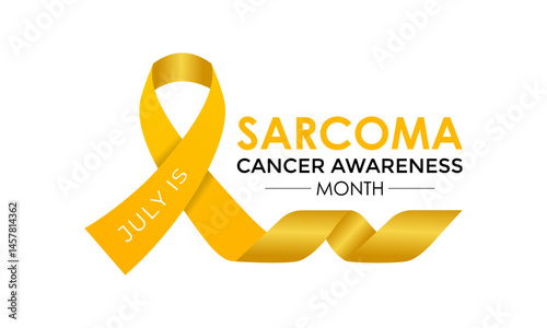 Sarcoma and Bone Cancer Awareness Month Observed annually in July. Realistic ribbon and bone banner poster background design template. Bone Cancer Day Concept. connective tissues, such as fat, muscle.