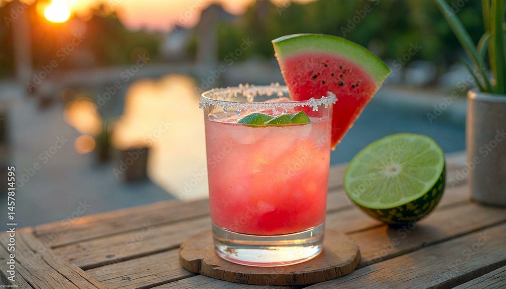Watermelon Margarita at Sunset