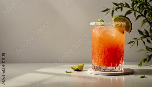 Obraz na płótnie Carrot Margarita in Tumbler with Minimalist Lighting w salonie