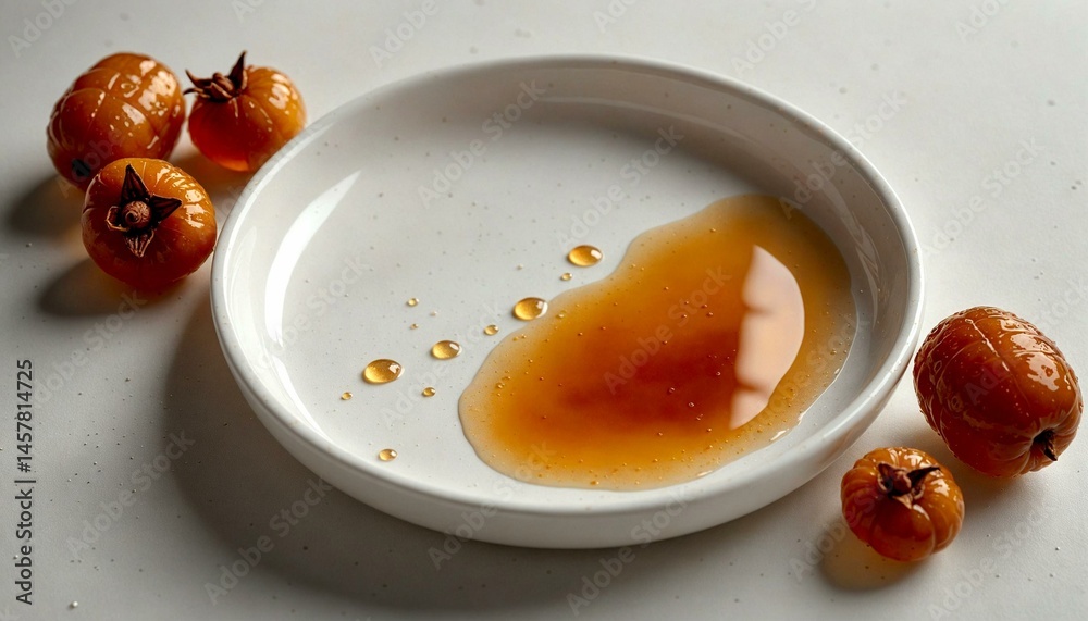 Amber Liquid Spill with Tamarind Pods