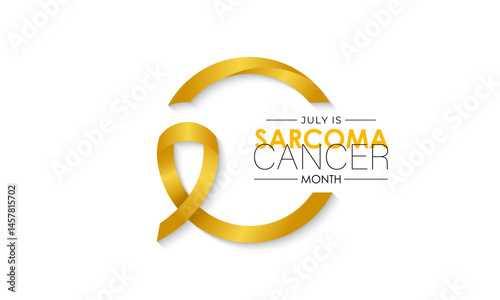 Sarcoma and Bone Cancer Awareness Month Observed annually in July. Realistic ribbon and bone banner poster background design template. Bone Cancer Day Concept. connective tissues, such as fat, muscle.