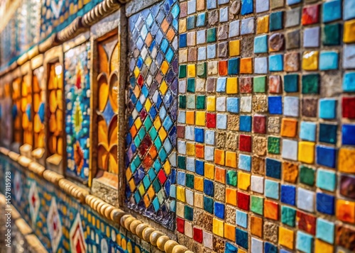 Rough Mosaic Wall Texture - Architectural Detail Stock Photo