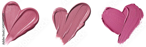 lipstick smears in heart shapes Isolated on Background
