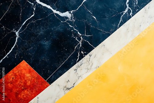 Abstract design of contrasting marble and tile.