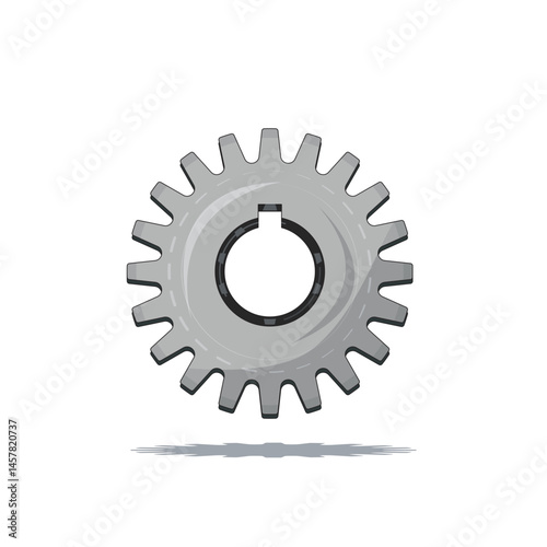 Illustration of a spur gear, a basic gear type with straight teeth used in mechanical applications for transmitting motion and power between parallel shafts.
