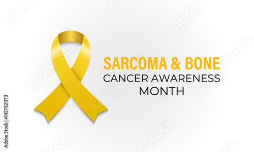 Sarcoma and Bone Cancer Awareness Month Observed annually in July. Realistic ribbon and bone banner poster background design template. Bone Cancer Day Concept. connective tissues, such as fat, muscle.
