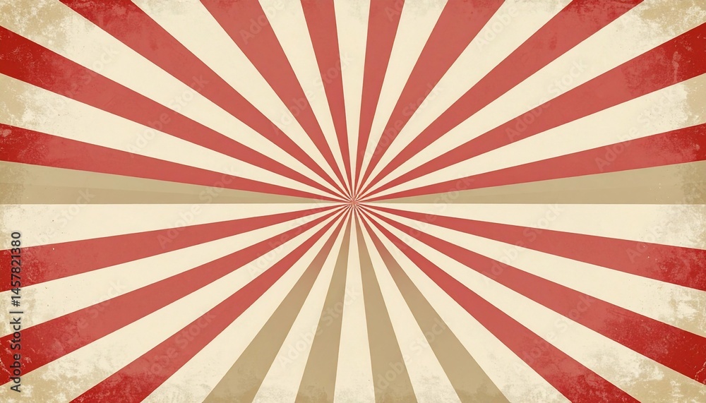 Fototapeta premium Vintage Red Cream Sunburst Pattern Textured Background