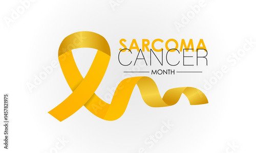 Sarcoma and Bone Cancer Awareness Month Observed annually in July. Realistic ribbon and bone banner poster background design template. Bone Cancer Day Concept. connective tissues, such as fat, muscle.