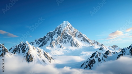 Wallpaper Mural Majestic snow capped mountain peaks towering in a remote untouched wilderness landscape under a dramatic azure blue sky  This breathtaking Torontodigital.ca