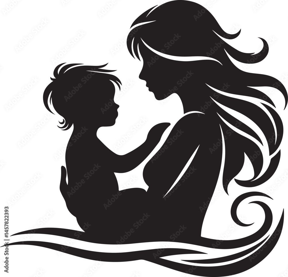 Mother and Child Silhouette Art Mother and Child Silhouette Art
