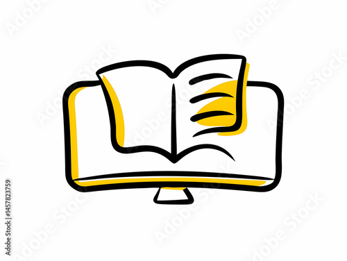 Book on Computer Screen Education and Knowledge Concept