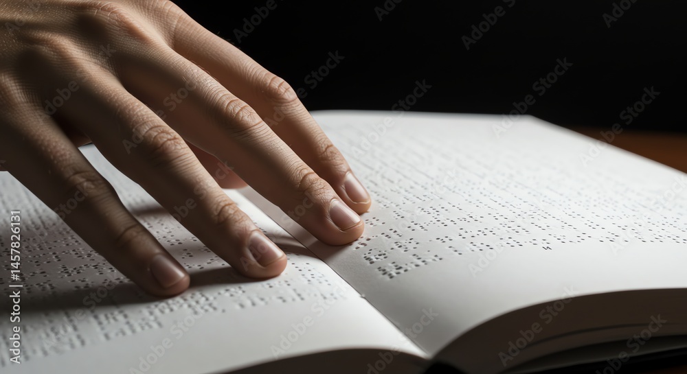 Braille Book Reading with Hand Braille Book Reading with Hand