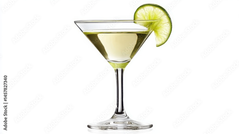 Refreshing Martini Cocktail with Lime Garnish in a Martini Glass Refreshing Martini Cocktail with Lime Garnish in a Martini Glass